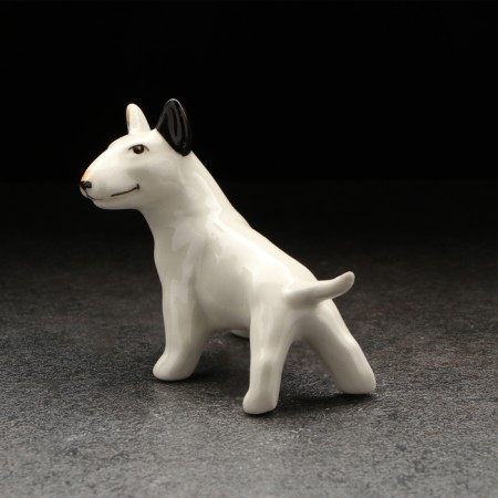 Porcelain figurine "Bulberry in the rack", white, black ear, 7 cm-3