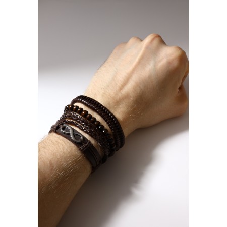 Bracelet Skin "Infinity", brown color, d = 7.5 cm-3