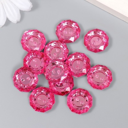 Buttons plastic for creativity 2 punctures "Kant Rhin" set 12 pcs pink d = 1.7 cm-2