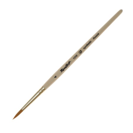 Synthetic brush, round, hard, shortened insert, rubloff series 1310 No. 4, short handle is saturated with varnish, yellow clip-4