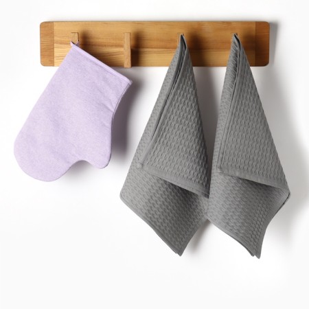 Kit kitchen lilac mittens 18x28cm, waffle towel 2pcs. 35x60cm-1