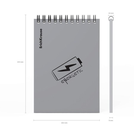 Notepad for spirals A6 80 sheets, cage, Erichkrause "Life Style" Plastic coverage silk -screen films, Bellar Beliac block 100%, silver-4