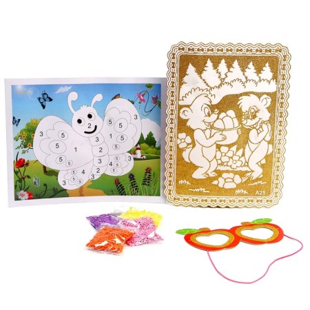 Set for creativity: EVA applique with crumbs and coloring + mask on the elastic band "Butterfly"