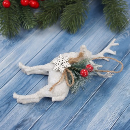 Christmas tree decoration "Deer with decor" 14x8 cm, white-2