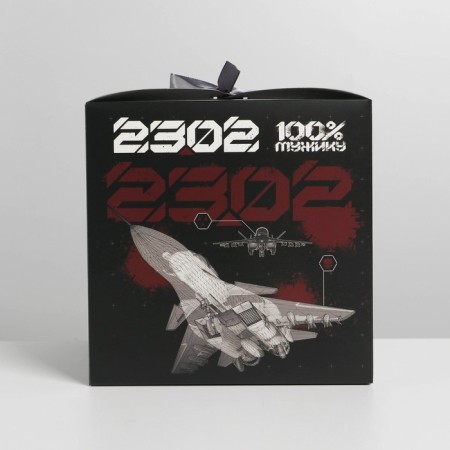 Gift folding box, packaging, “23.02, plane”, 18 x 18 x 18 cm-3