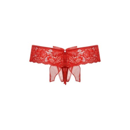Panties-Schorts with a bow with access Softline Collection, lace, red color, size S/M-1