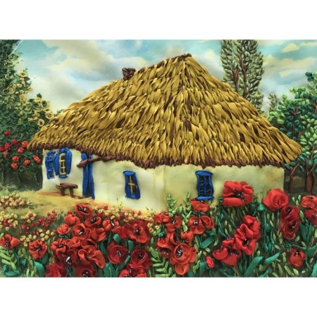 Set for embroidery with ribbons "hut"