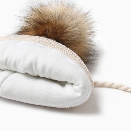 Children's cap with insulation, rr 46-48, milk color-1