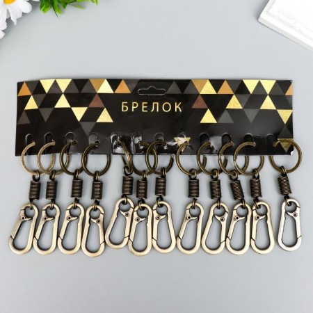 Metal keychain "Carabiner with a spring" under the brass 9.5x3 cm-2