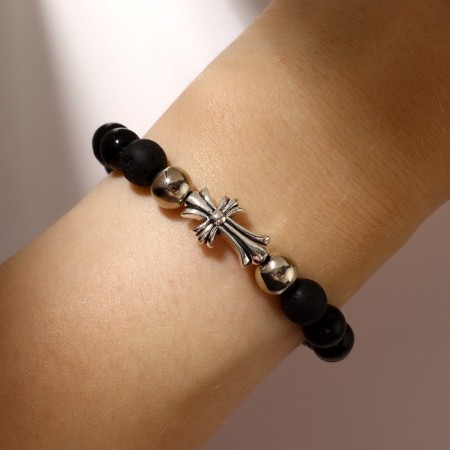 Bracelet Unisex "Accord" Cross, black color with black silver, d = 6 cm-2