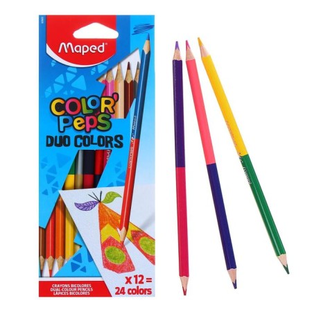 Pencils of two -tone Maped Solor Peps, three -sided, 24 colors - 12 pieces, euro suspension-1