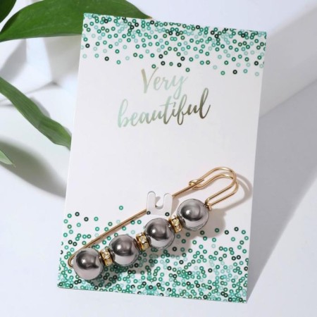 Pin "Quartet" ball No. 14, 8.5 cm, glossy gray color in gold-3