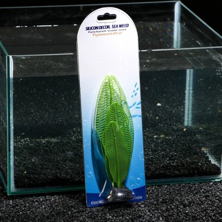 Silicone Aquarium plant, glowing in the dark, 6 x 19 cm, green-3