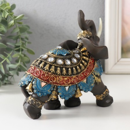 Polystone souvenir "Elephant in Red-blue Popone" MIX 16x8x15 cm-3