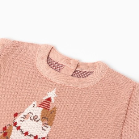 New Year. Jumper knitted baby I "Winter Cat" Growth 86-92 cm-6