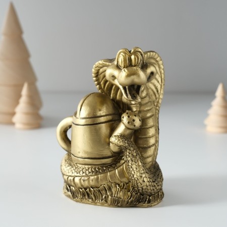 Piglite Polystone "Snake with a watering can" gold 7x6x10 cm