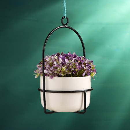 Suspended pot "minimalist" black, 9x9x17cm