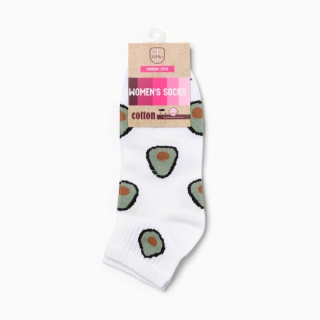 Women's socks "avocado", white color, rr 25-2
