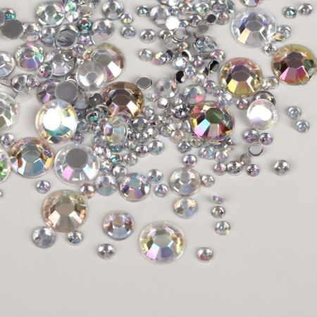 Rhinestones for decor, 12 cells, 1.5/2/2.5/3 mm, silver holography color-2