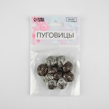 A set of buttons on the leg, d = 18 mm, 10 pcs, black-silver color-3