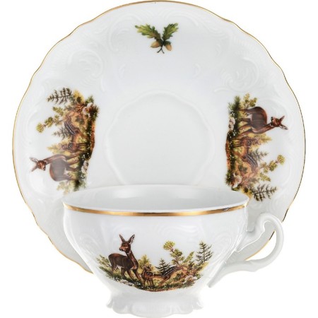 SUMCH "Hunting Stories", a cup of 205 ml with a saucer 155 mm low bernadotte, mix-2
