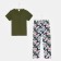 Female set (T -shirt/pants), khaki color/leaves, size 56