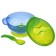 Feeding set: a bowl on a suction cup with a lid, spoon, blue color