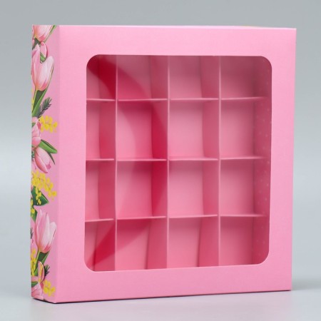 Box for sweets, confectionery packaging, 16 cells "From the whole heart", 18.9 x 18.9 x 3.8 cm-1