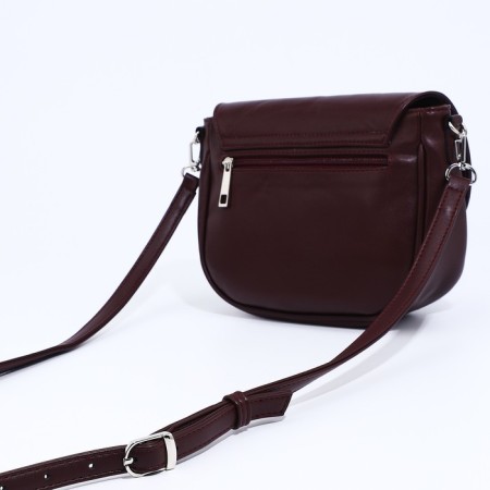 Richet bag on a magnet, outer pocket, long belt, burgundy color-4