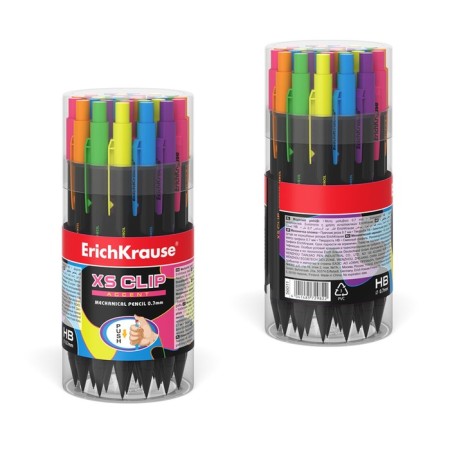 Mechanical pencil with Erichkrause "XS Clip Accent", NV, Grifel D = 0.7 mm, in the box, mix-7