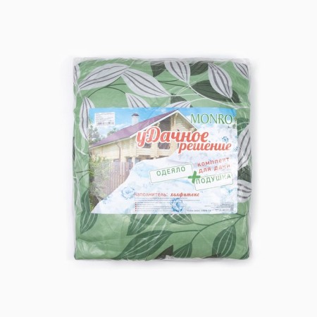 Country kit: blanket 1.5p, synthetic winterizer 100 g/m + pillow 50x70 cm, PE 100%-4