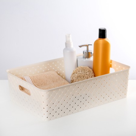 Storage basket with a birch bark cover, 7.5 l, 35 × 24.5 × 10.5 cm, ivory color-3