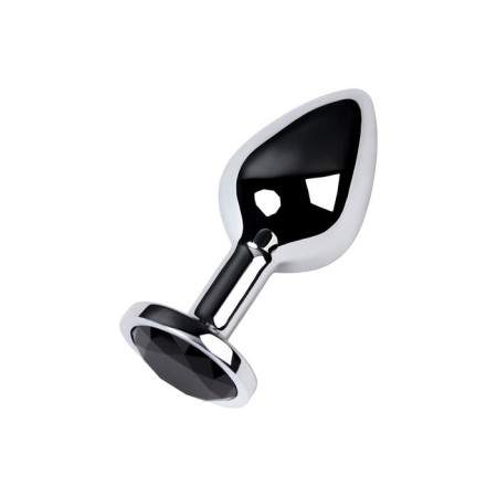Anal plug with the Toyfa Metal rhinestone, silver, tourmaline, 8 cm, d = 3.4 cm-1