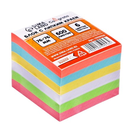 Block with a sticky edge of 76mm*76mm 600l, 6 colors