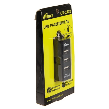 USB-Ritmix CR-2402, 4 ports, USB 2.0, black, black,-1
