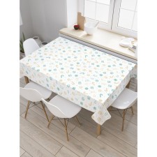 The tablecloth on the table 