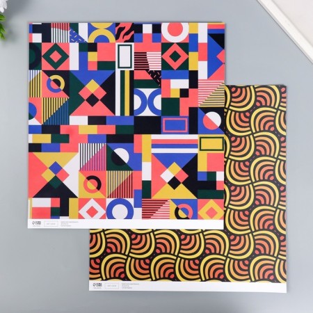 Scrapbooking paper bilateral "Color Geometry" density 180 g 30.5x32 cm-1