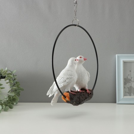 Suspended decor "pair of pigeons" 24x24x26cm-1