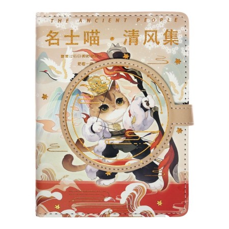 Gift notebook, A6+, 132 sheets, color block, with a curly refrain, on the magnet "cat", mix-1