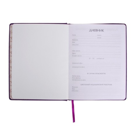 Universal diary for grades 1-11, 48 Velvet sheets, hard cover, artificial leather, thermoting, liesse, block 70 g/m2, purple-5
