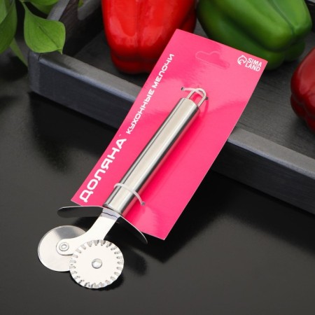 Knife for dough and pizza shade "metallic", 2 blades, 18 cm, silver color-4