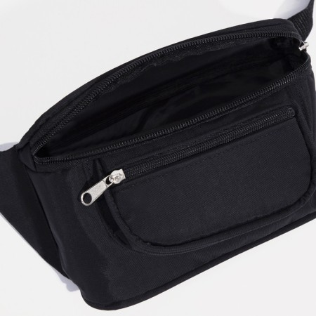 Zipper waist bag, external pocket, adjustable belt, black color-5