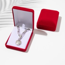 Case for the headset (earrings, pendant) “Rectangle” 7.5 × 6, red color, white insert