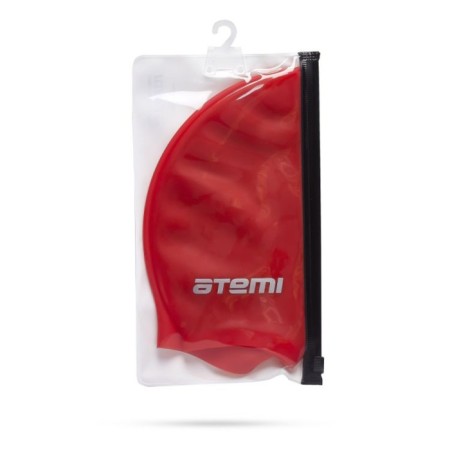 ATEMI EC102 swimming cap, silicone with “ears”, red color-4