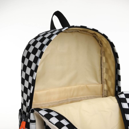 Youth backpack from textiles, 3 pockets, white/black color-3