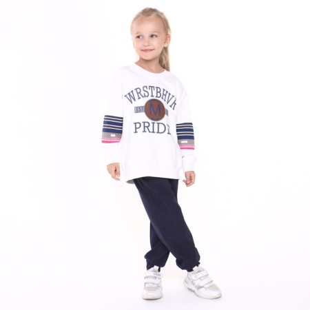 Sweatshirt for girls, white color, height 122-128 cm-4