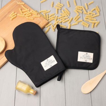 Set of kitchen. Ethel "Kitchen" Ts. Chernoye, mittens-seging 20x28cm, 19x19cm selection, 100% HL