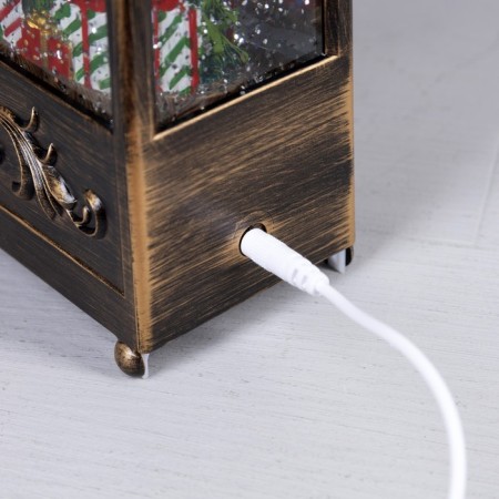 LED figure "Lantern with a Christmas tree" 13 × 30 × 7 cm, plastic, AAX3 batteries (not complete), USB, glow warm white-2
