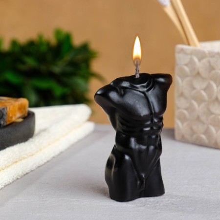 Figure candle "Male torso No. 1" Black, 9cm