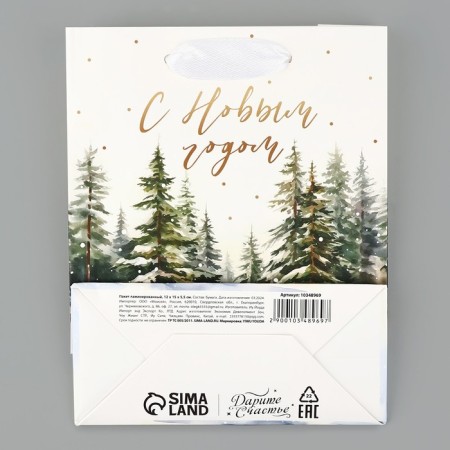 Package Gift New Year Laminated "Winter Forest", S 12 x 15 x 5.5 cm, New Year-4